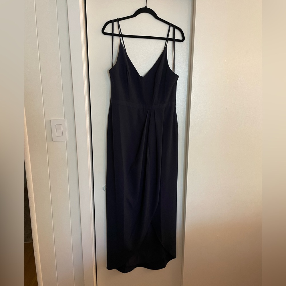 BHLDN Annabella V-Neck Crepe Dress, Midnight